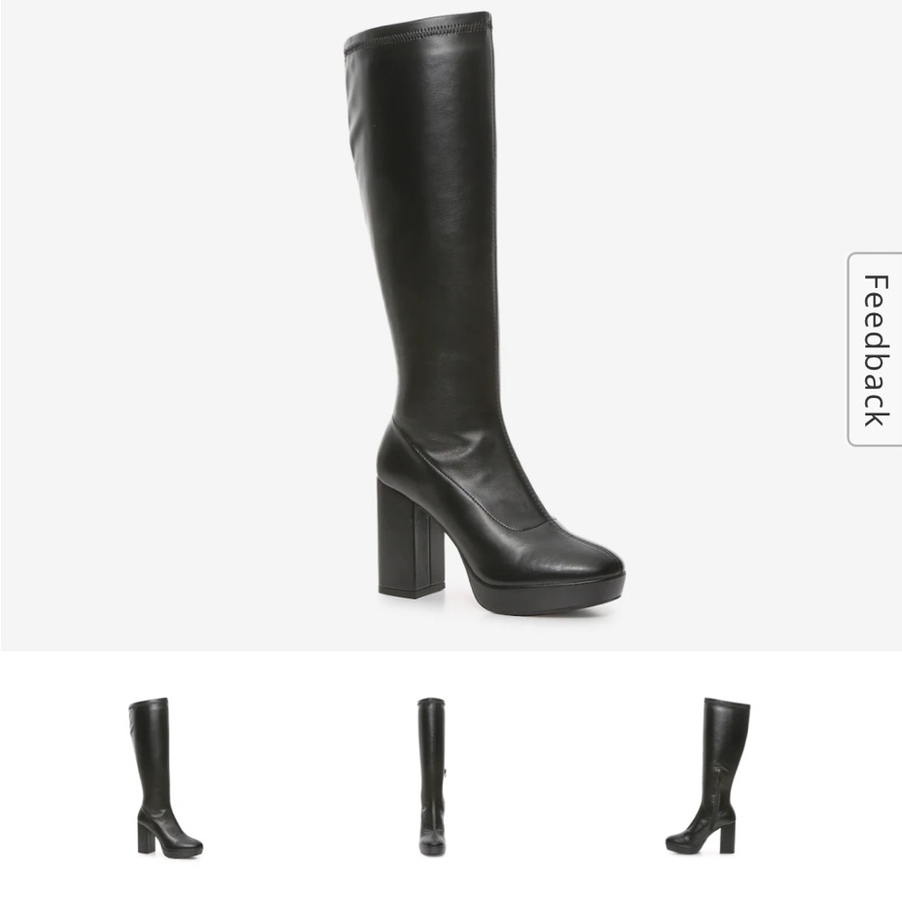 Mia black knee high 3” heel platform boots size 8.5